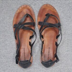 Lucky Brand Women's Black Ainsley Leather Sandals Summer Vacay Resort 10M